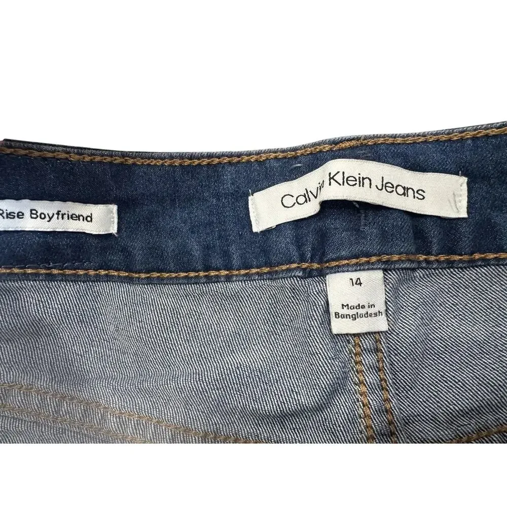 CALVIN KLEIN Jean Shorts Girls Size 14 mid rise boy shorts New Stretch